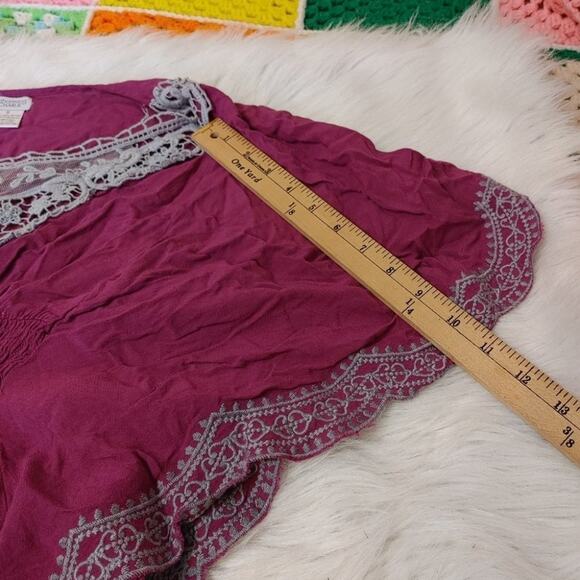 Charming Charlie Size Small Purple Grey Gray Blouse Embroidered Flowy Chic Boho - Picture 14 of 14